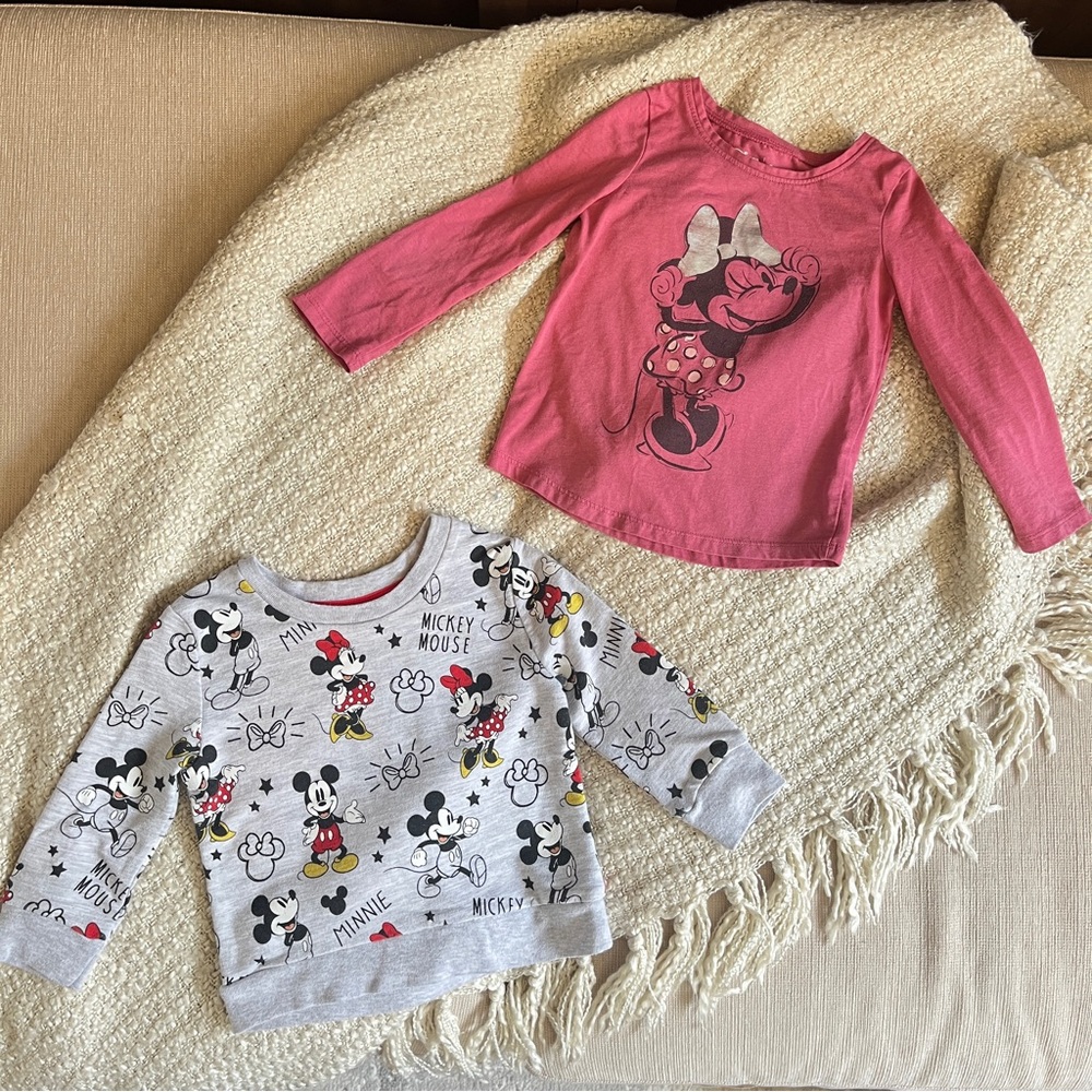 Disney Minnie Mouse Long Sleeve with Cartoon Graphic Bundle (2 items) Size 2T
